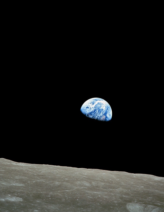 Photograph of Earth from the moon’s surface.